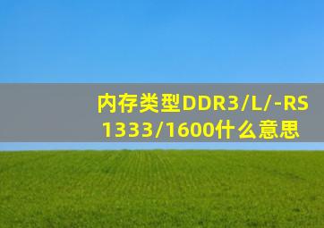 内存类型DDR3/L/-RS 1333/1600什么意思